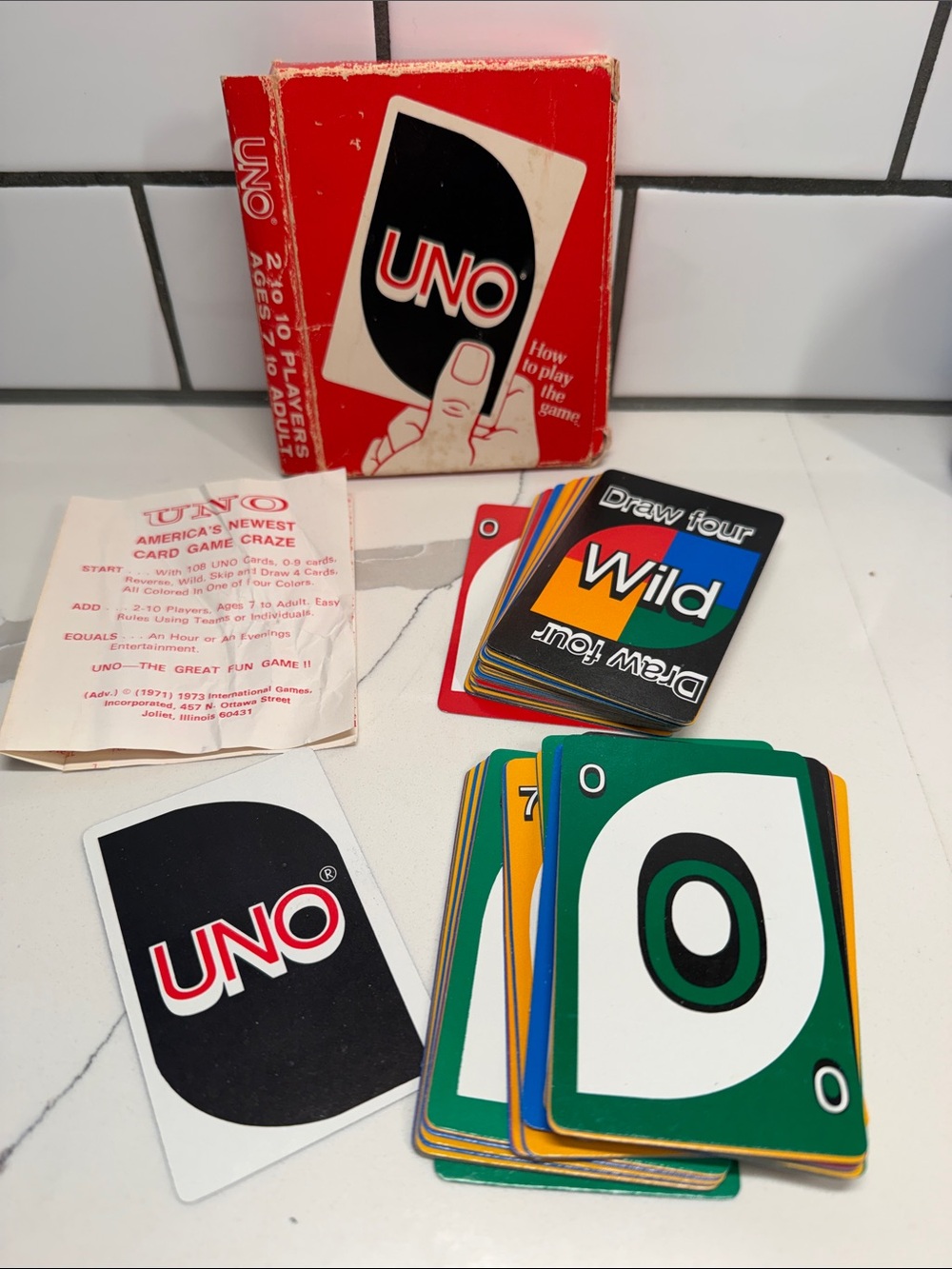 Vintage 1973 Uno Card Game RARE with directions sheet